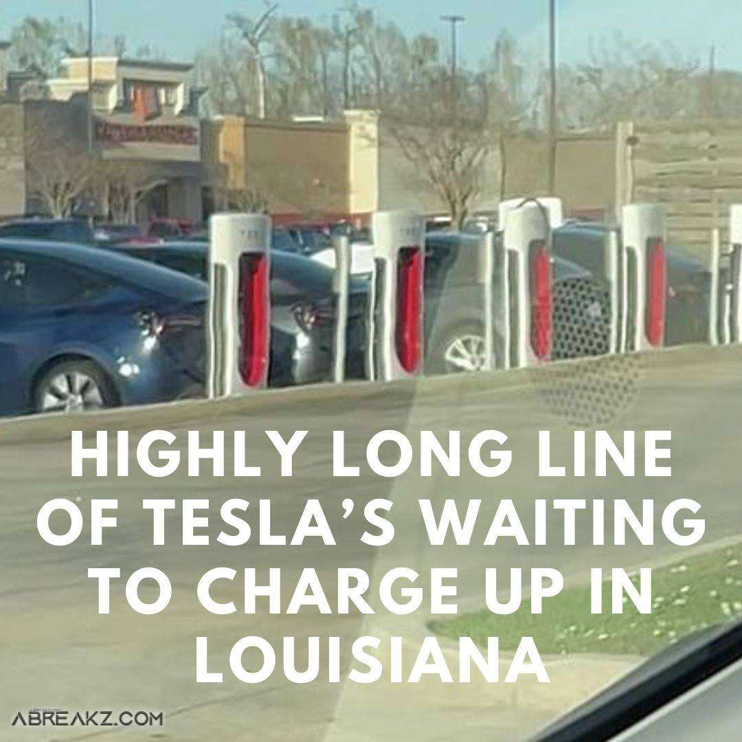 Pictures Show Highly Long Line of Tesla’s Waiting to Charge Up in Louisiana 2023